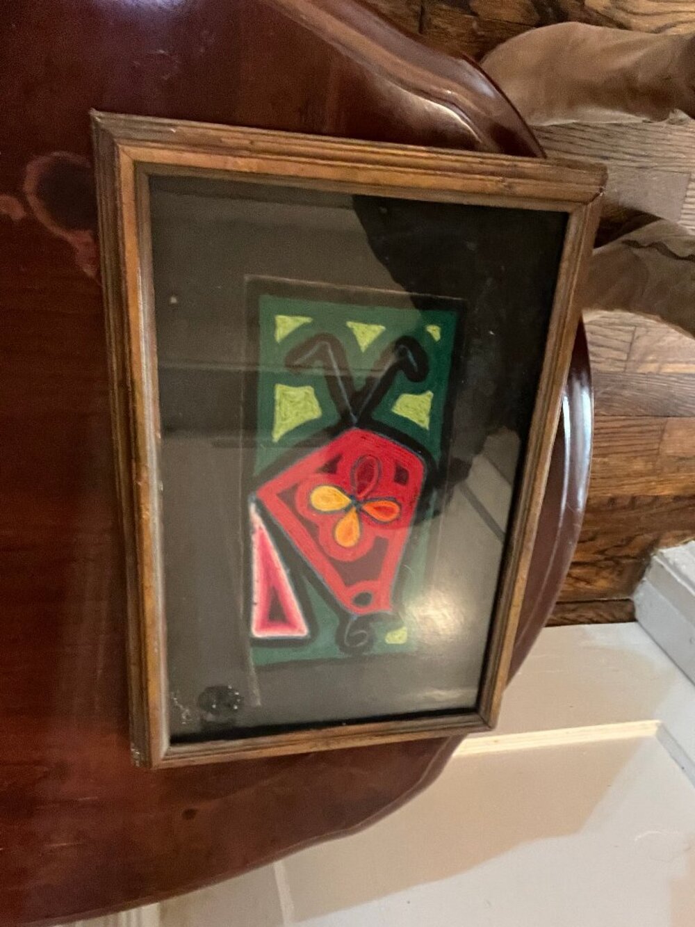 Mid-Century Vintage Yarn Art / String Art Piece